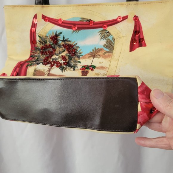 Beaded Art Purse Handbag Satchel Tropical Floral double handle Vintage Art Deco - Picture 11 of 14